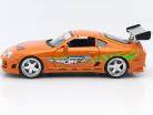 Brian's Toyota Supra Fast and Furious laranja 1:18 Jada Toys