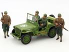 Jeep Willy's US Army met 4 soldaten jaar 1942 leger groen 1:18 Triple9