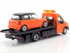 Mini Cooper S con transporter Flatbed arancione 1:43 Bburago
