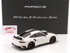 Porsche 911 (991) Turbo S Exclusive Series blanc, noir Avec Vitrine 1:18 Spark