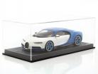 Bugatti Chiron blauw / wit met vitrine 1:18 MR Models