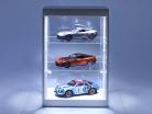cabinet singolo con 2 mobile lampade a LED per modellini di automobili nella scala 1:18,1:24,1:43 bianco Triple9