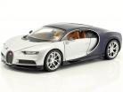 Bugatti Chiron ano de construção 2017 prata / azul 1:24 Welly
