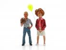 Figura Set 2 bambini con palloncino e palla 1:18 LeMansMiniatures