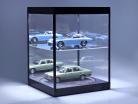 Showcase with LED lighting, mirror and turntable for scale 1:18 black Triple9