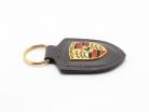 レザーキーチェーン Porsche バッジ 暗灰色