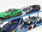 Set Scania V8 730S with Lohr Car transporter Mosolf 1:18 NZG