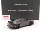 Porsche 911 (991) Turbo S Exclusiv Series gray / black with showcase 1:18 Spark