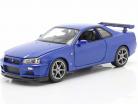Nissan Skyline GT-R (R34) blauw 1:24 Welly