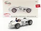 Set: J. M. Fangio Mercedes-Benz W196 #10 formel 1 1955 Med Driverfigur blå skjorte 1:18 iScale