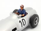 Set: J. M. Fangio Mercedes-Benz W196 #10 formel 1 1955 Med Driverfigur blå skjorte 1:18 iScale