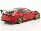 Porsche 911 (991 II) GT3 RS Weissach Package 2019 guards red / golden rims 1:18 Minichamps