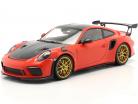 Porsche 911 (991 II) GT3 RS Weissach Package 2019 lava orange / goldene Felgen 1:18 Minichamps