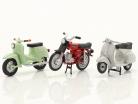 colocar con 3 motocicletas: Simson Schwalbe, Simson S51, Roller GS 1:43 Schuco