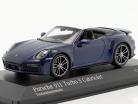 Porsche 911 (992) Turbo S cabriolet 2020 ensian blå metallisk 1:43 Minichamps