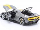 Ferrari 296 GTB Assetto Fiorano Byggeår 2022 Grå metallisk / gul 1:18 Bburago