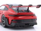 Porsche 911 (992) GT3 RS year 2023 red / silver rims 1:18 Minichamps