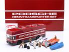 Set: 24h LeMans winner 1970-71 Porsche 917 & Racing transporter 1:43 Brumm