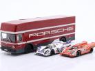 Set: 24h LeMans winner 1970-71 Porsche 917 & Racing transporter 1:43 Brumm