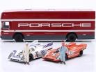 Set: 24h LeMans winner 1970-71 Porsche 917 & Racing transporter 1:43 Brumm