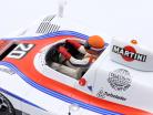 Seated Racing driver figure 1978 with orange helmet 1:18 FigurenManufaktur
