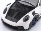Porsche 911 (992) GT3 RS Pacchetto Weissach 2022 bianco / azzurro Cerchi 1:18 Minichamps