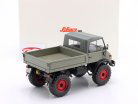 Unimog 406 と ソフトトップ グレー / 赤み リム 1:18 Schuco