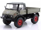 Unimog 406 と ソフトトップ グレー / 赤み リム 1:18 Schuco