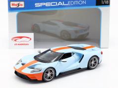 Ford GT Gulf 建設年 2019 ライトブルー / オレンジ 1:18 Maisto