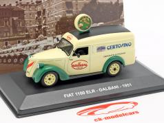 Fiat 1100 ELR furgoneta Galbani año de construcción 1951 brillante amarillo / verde 1:43 Altaya