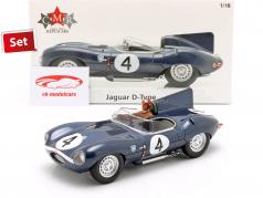 Set: Jaguar D-Type #4 vincitore 24h LeMans 1956 con autista cifra 1:18 CMR