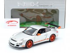 Porsche 911 (997) GT3 RS Coupe Byggeår 2007 sølvgrå / orange 1:18 Welly