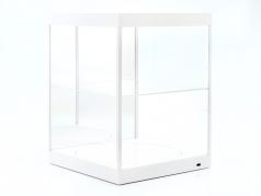 Einzelvitrine mit LED-Beleuchtung, Spiegel und Drehteller für Maßstab 1:18 weiß Triple9