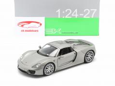 Porsche 918 Spyder Hardtop year 2015 silver grey metallic 1:24 Welly