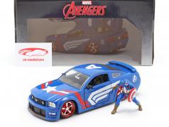 Ford Mustang GT 2006 Com Figura Captain America Marvel Avengers 1:24 Jada Toys