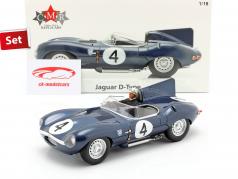 セットする： Jaguar D-Type #4 勝者 24h LeMans 1956 と ドライバーフィギュア 1:18 CMR