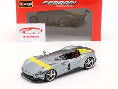 Ferrari Monza SP1 Baujahr 2019 grau metallic / gelb 1:24 Bburago