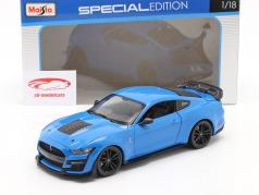 Ford Mustang Shelby GT500 Année de construction 2020 bleu 1:18 Maisto