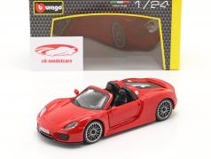 Porsche 918 Spyder Bouwjaar 2015 rood 1:24 Bburago