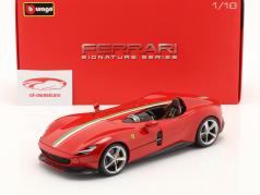 Ferrari Monza SP1 Byggeår 2019 rød med Trefarvet 1:18 Bburago Signature