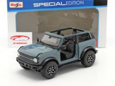 Ford Bronco Badlands (sem Portas) Ano de construção 2021 cinza azul 1:18 Maisto