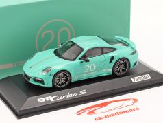 Porsche 911 Turbo S Chine 20e Anniversaire Édition menthe vert 1:43 Minichamps