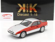 Porsche 924 Turbo bouwjaar 1986 zilver / rood 1:18 KK-Scale