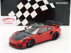 Porsche 911 (991 II) GT3 RS Weissach Paket 2019 rot / schwarze Felgen 1:18 Minichamps