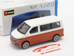 Volkswagen VW T6 Multivan Année de construction 2020 Blanc / brun métallique 1:43 Bburago