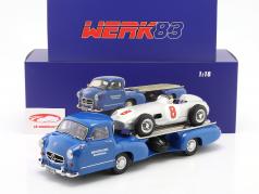 Set: Mercedes-Benz racing transporter blue Wonder With Mercedes-Benz W196 #8 1:18 WERK83