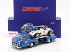 Set: Mercedes-Benz transportador de corrida azul Maravilha Com Mercedes-Benz W196 #14 1:18 WERK83