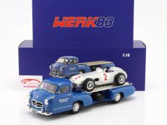 Set: Mercedes-Benz Renntransporter Blaues Wunder mit Mercedes-Benz W196 #2 1:18 WERK83