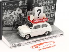 Fiat 600D Byggeår 1963 italiensk valg propaganda køretøj hvid 1:43 Brumm