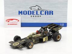 E. Fittipaldi Lotus 72D #5 vencedora Espanha GP Fórmula 1 Campeão mundial 1972 1:18 MCG